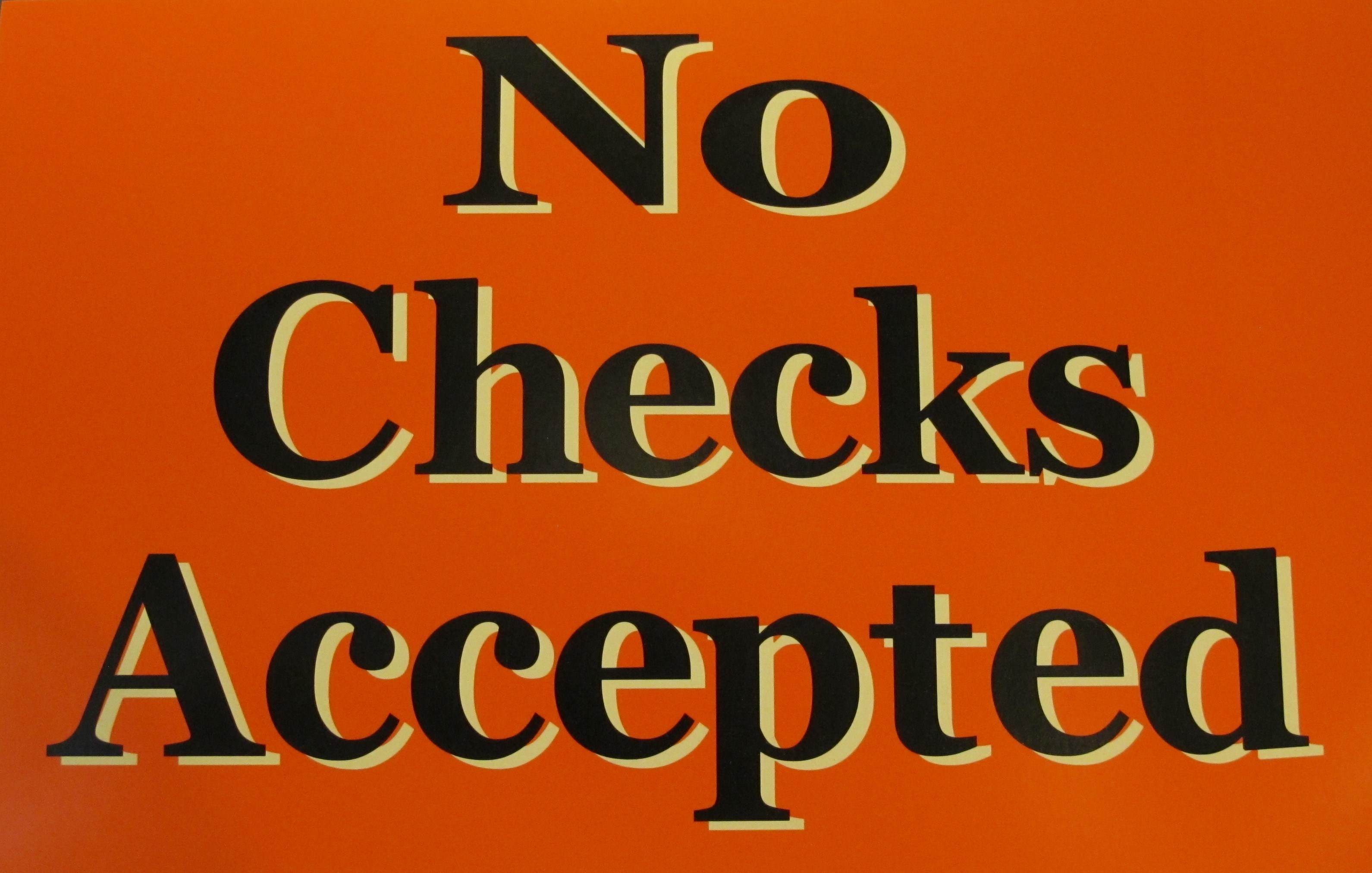 No Checks Accepted Sign