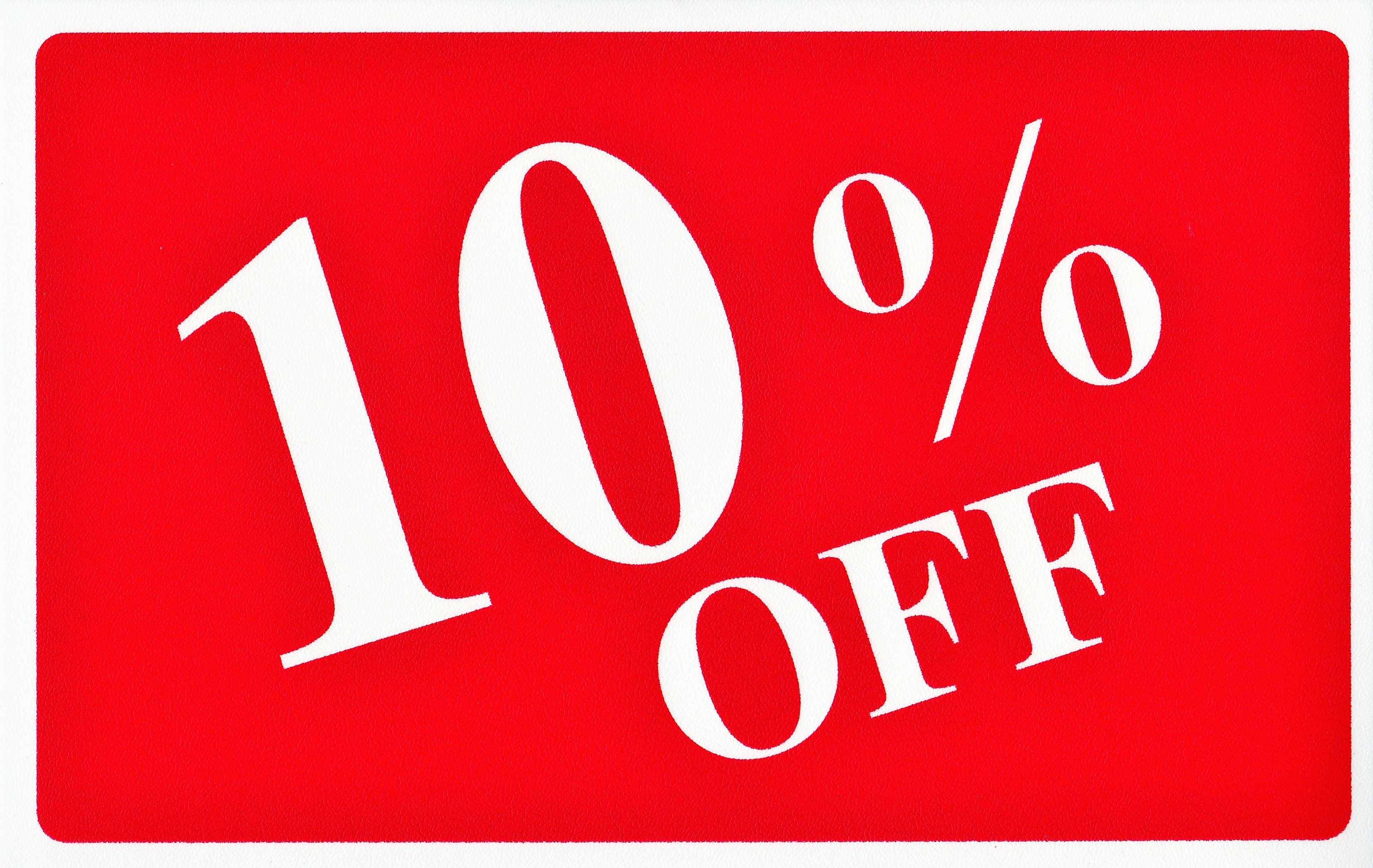 Pricing Sign: 10% OFF