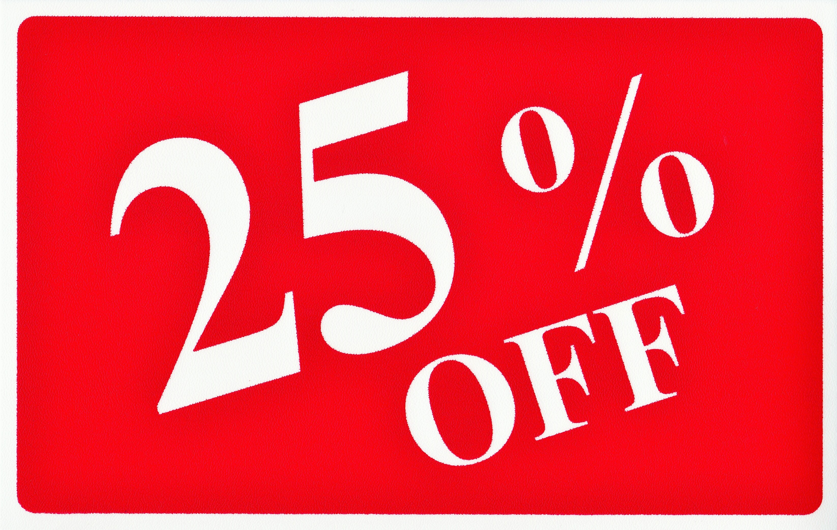Pricing Sign: 25% OFF
