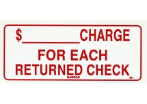 Returned Check Charge Sign