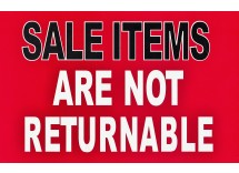 Sale Items Are Not Returnable Sign